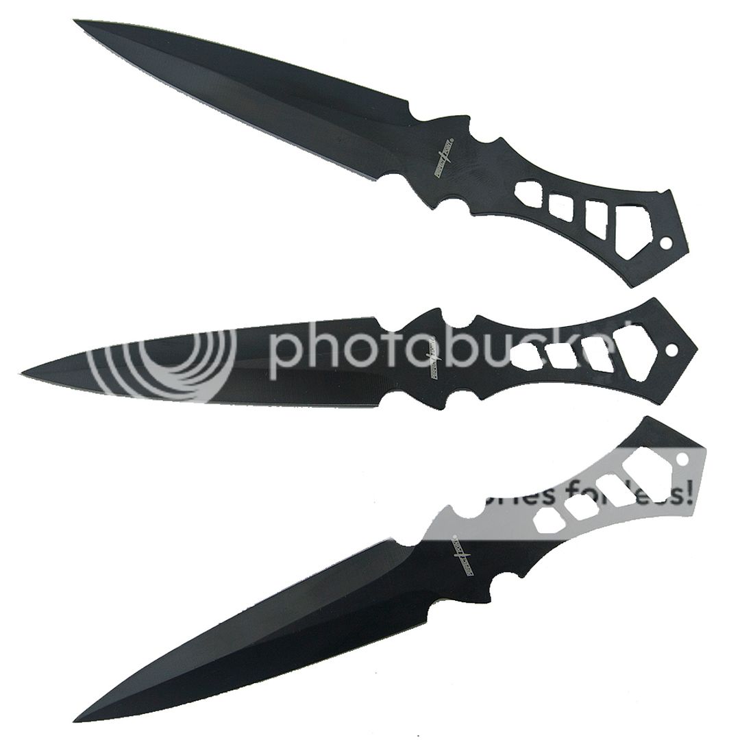 3 PC NINJA KUNAI 7.5" STEEL COMBAT THROWING KNIVES SET w/ SHEATH